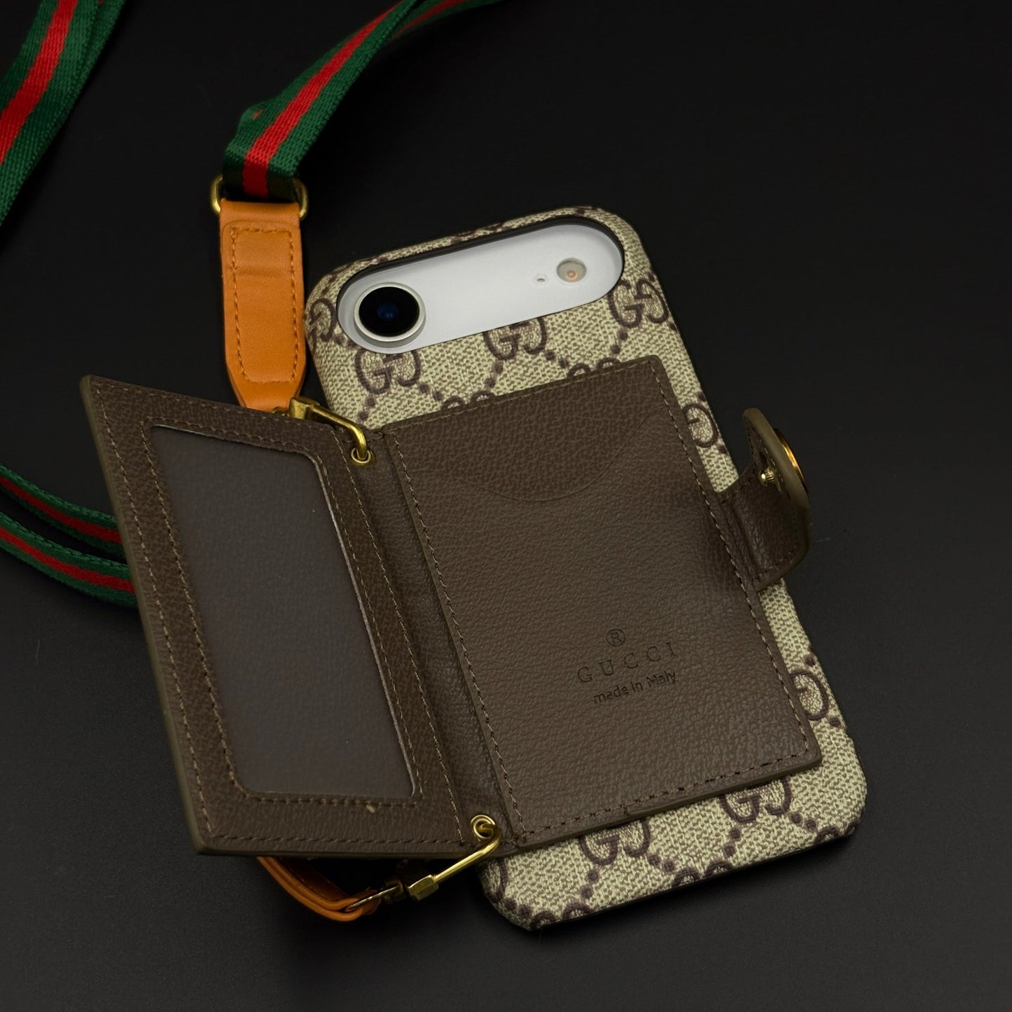 Luxury GG Wallet Case with Sling for iPhone 17 Air | Crossbody Strap | Card Holder