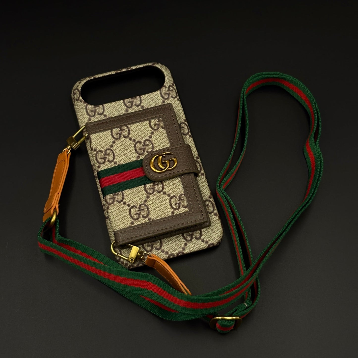 Luxury GG Wallet Case with Sling for iPhone 17 Air | Crossbody Strap | Card Holder