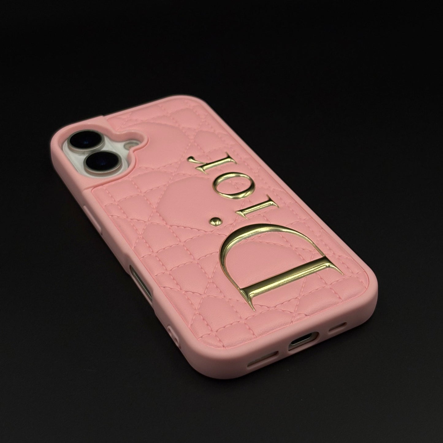 Luxury Brand CD Puffer Leather Case for iPhone 17 | Quilted Designer Protective Cover