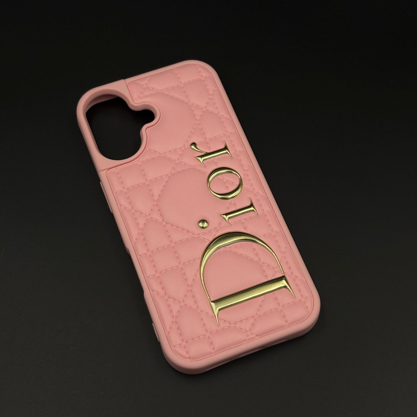 Luxury Brand CD Puffer Leather Case for iPhone 17 | Quilted Designer Protective Cover
