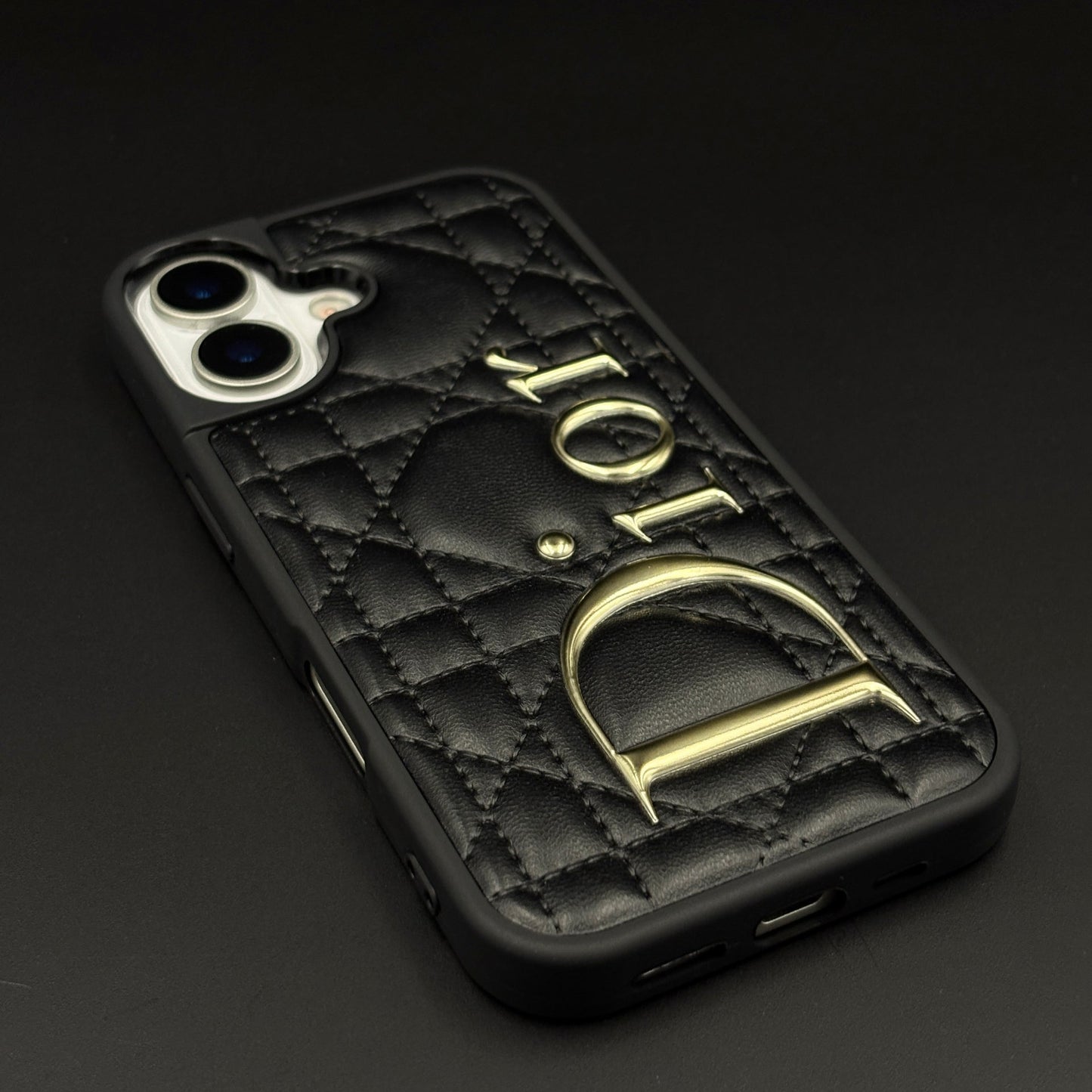 Luxury Brand CD Puffer Leather Case for iPhone 17 | Quilted Designer Protective Cover