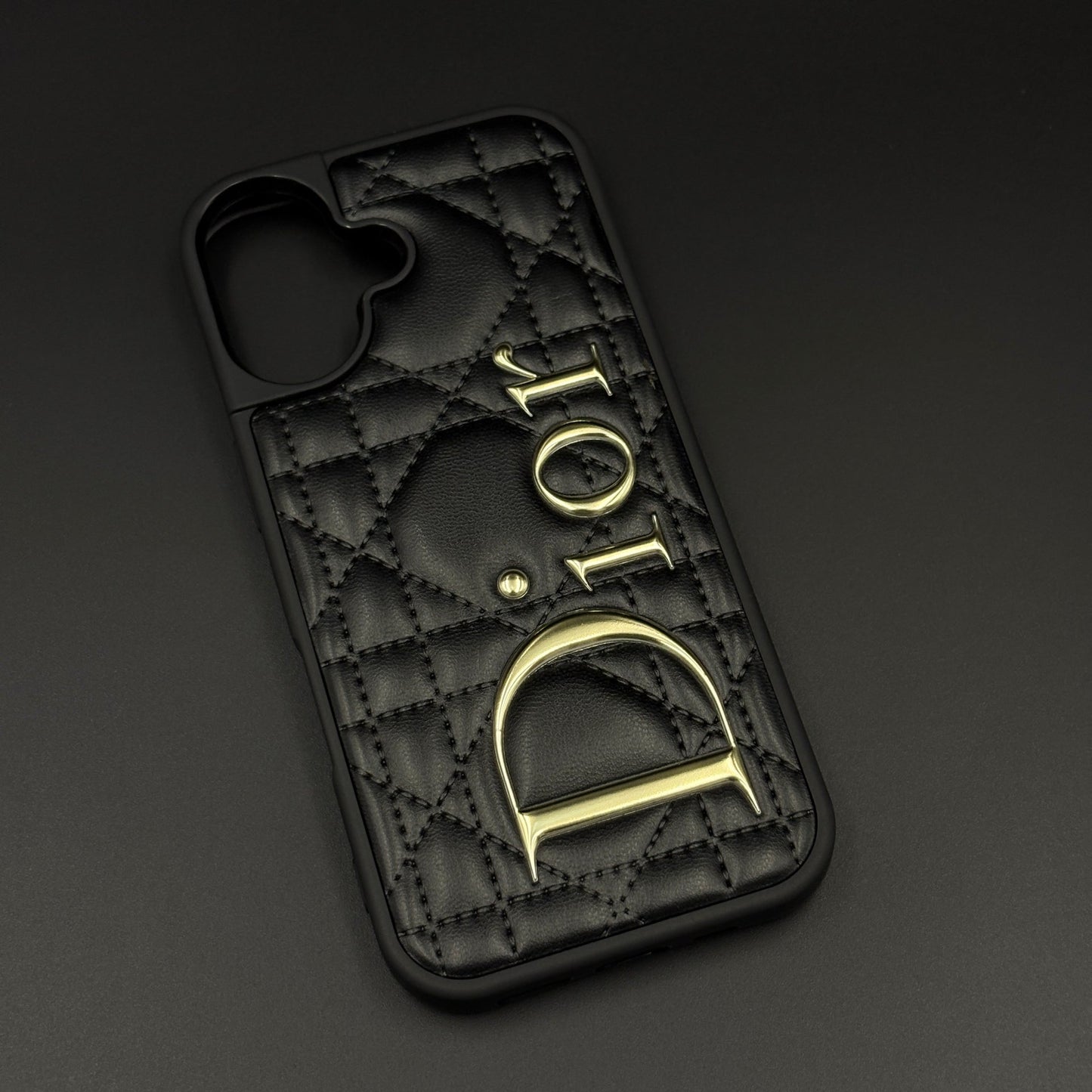 Luxury Brand CD Puffer Leather Case for iPhone 17 | Quilted Designer Protective Cover