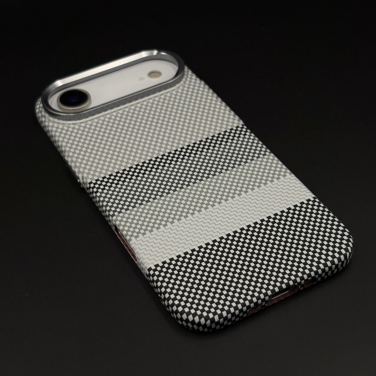 Gray Monochrome Stripe Case Slim Mobile Case Cover for iPhone 17 Air | Rare Aramid Texture Finish | Real Carbon Fibre Feel | Hidden MagSafe