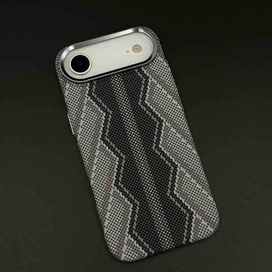 Storm Grey Zigzag Case Slim Mobile Case Cover for iPhone 17 Air | Rare Aramid Texture Finish | Real Carbon Fibre Feel | Hidden MagSafe