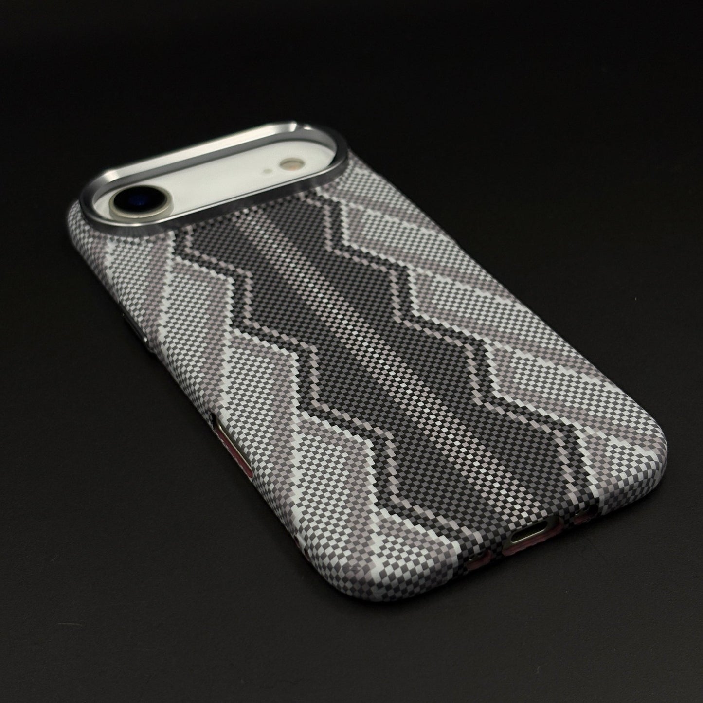 Storm Grey Zigzag Case Slim Mobile Case Cover for iPhone 17 Air | Rare Aramid Texture Finish | Real Carbon Fibre Feel | Hidden MagSafe