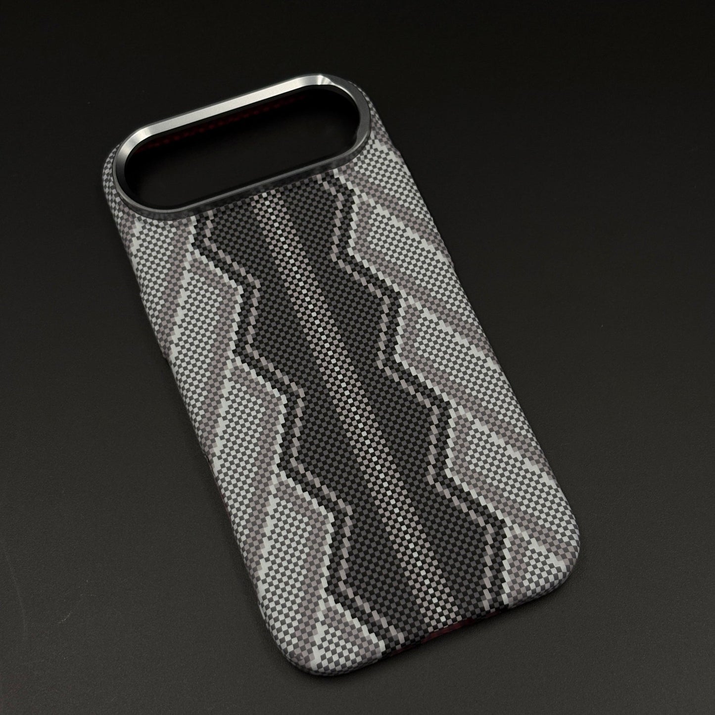 Storm Grey Zigzag Case Slim Mobile Case Cover for iPhone 17 Air | Rare Aramid Texture Finish | Real Carbon Fibre Feel | Hidden MagSafe