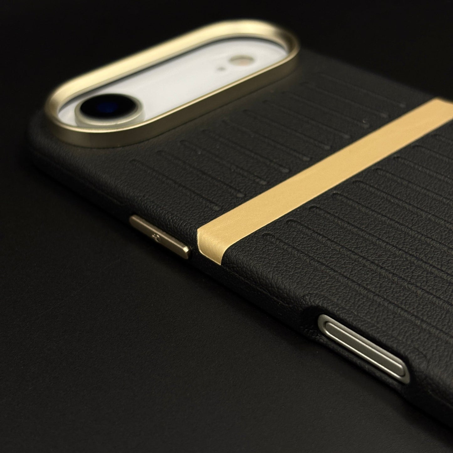 Striped Grip Hidden MagSafe Leather Case for iPhone 17 Air | Premium Camera Frame Back Cover