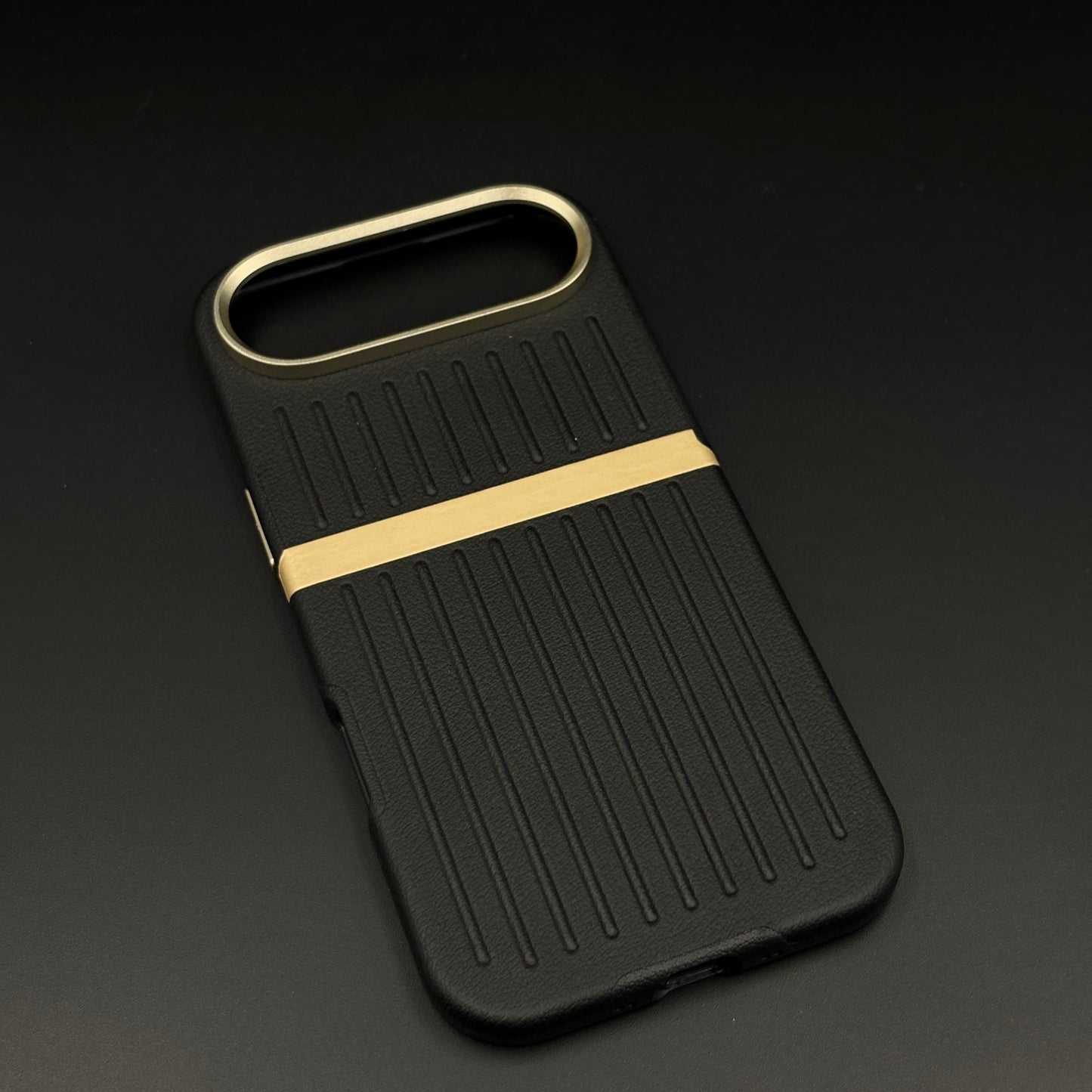 Striped Grip Hidden MagSafe Leather Case for iPhone 17 Air | Premium Camera Frame Back Cover