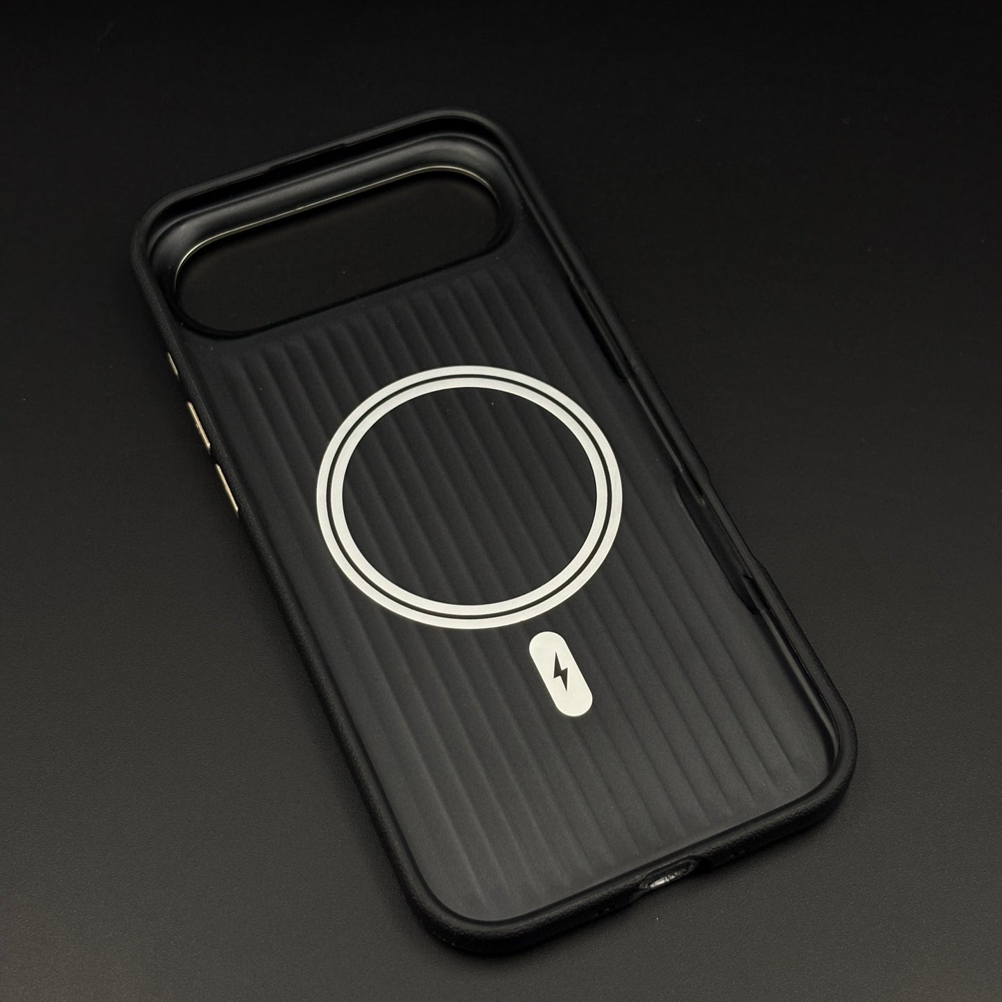 Striped Grip Hidden MagSafe Leather Case for iPhone 17 Air | Premium Camera Frame Back Cover
