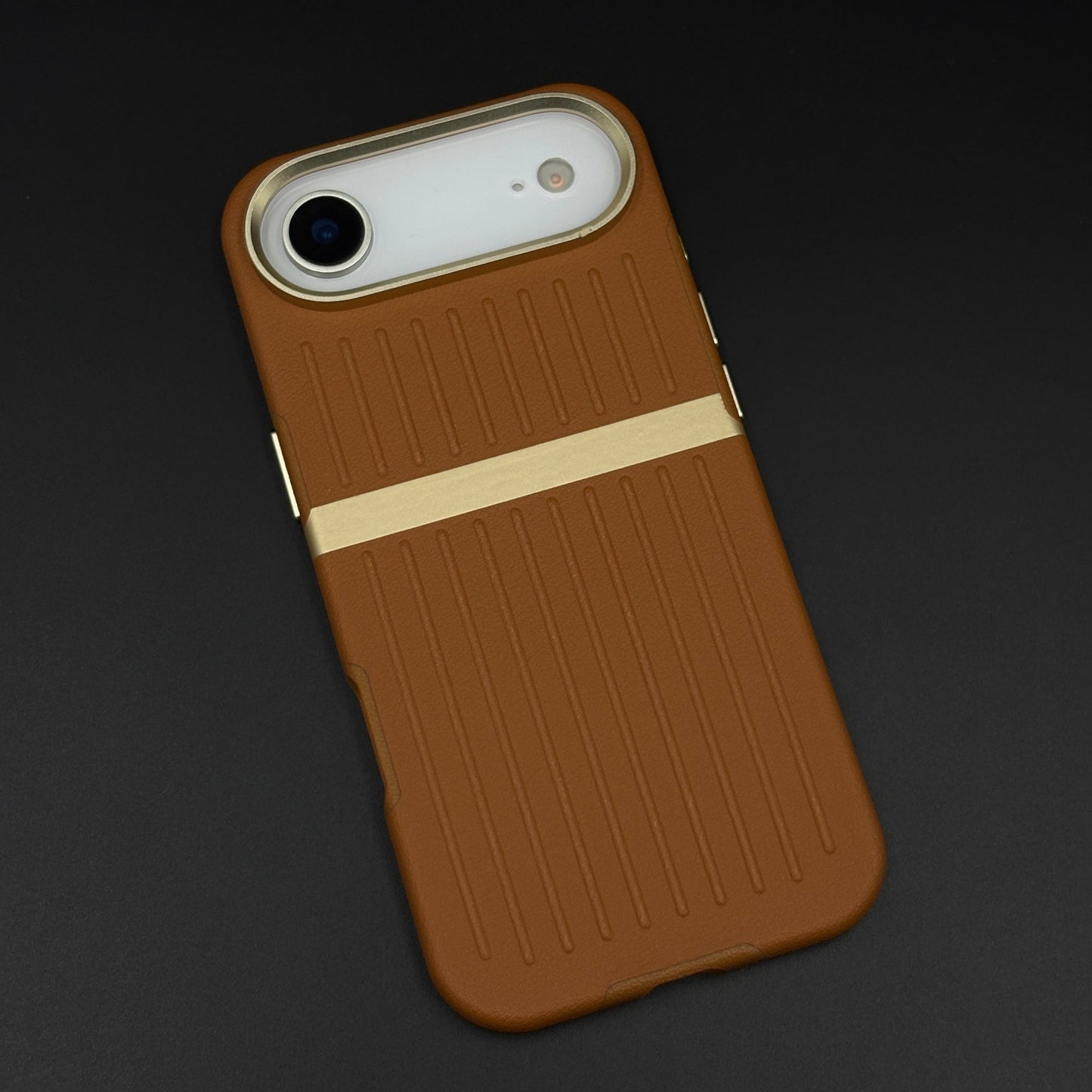 Striped Grip Hidden MagSafe Leather Case for iPhone 17 Air | Premium Camera Frame Back Cover