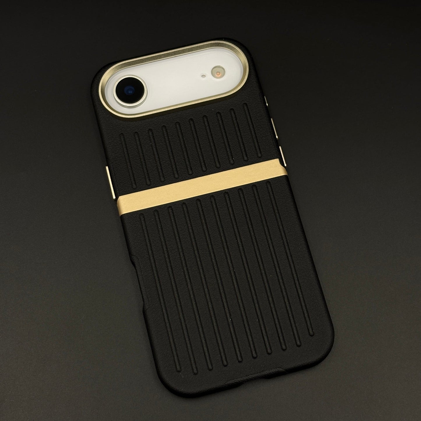 Striped Grip Hidden MagSafe Leather Case for iPhone 17 Air | Premium Camera Frame Back Cover