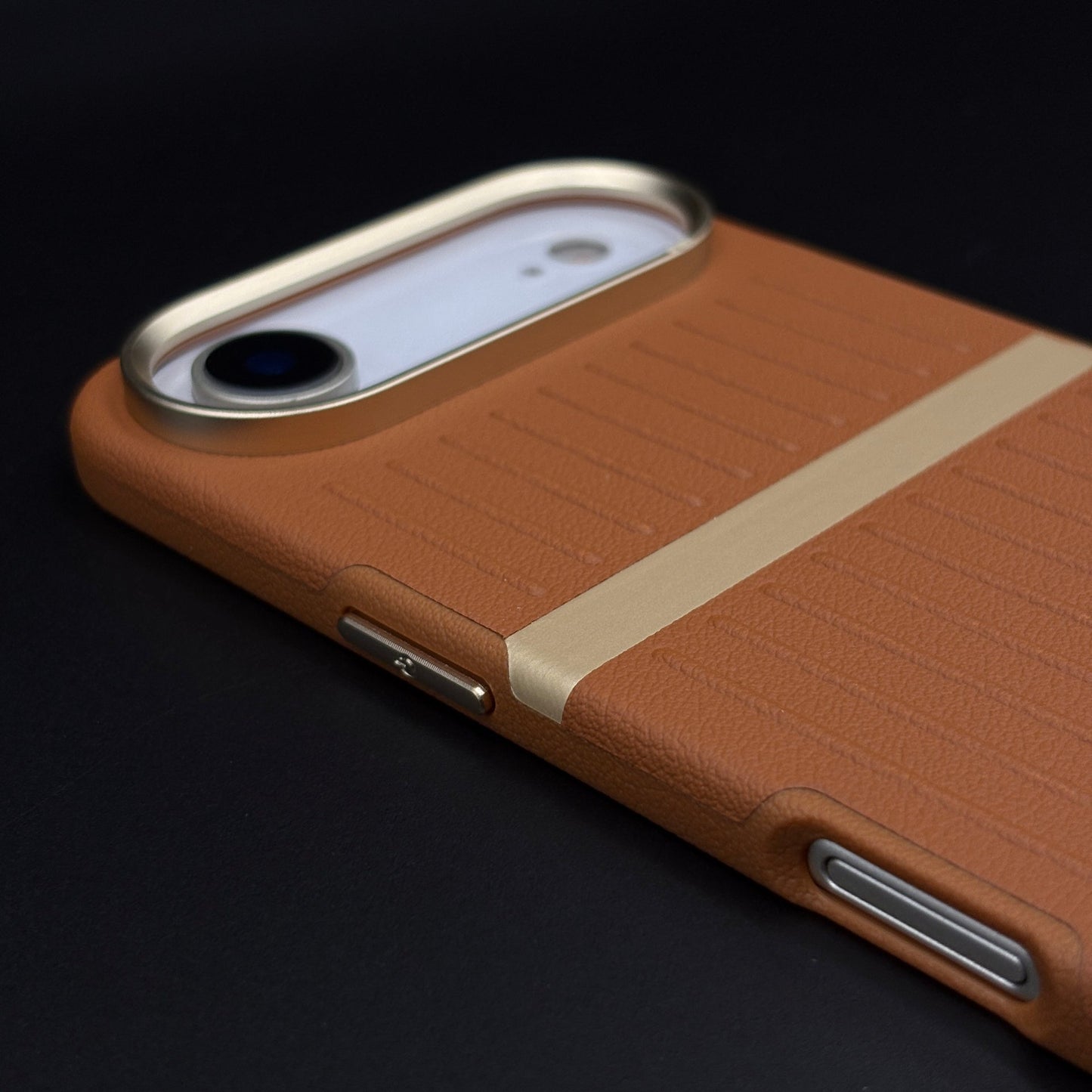 Striped Grip Hidden MagSafe Leather Case for iPhone 17 Air | Premium Camera Frame Back Cover
