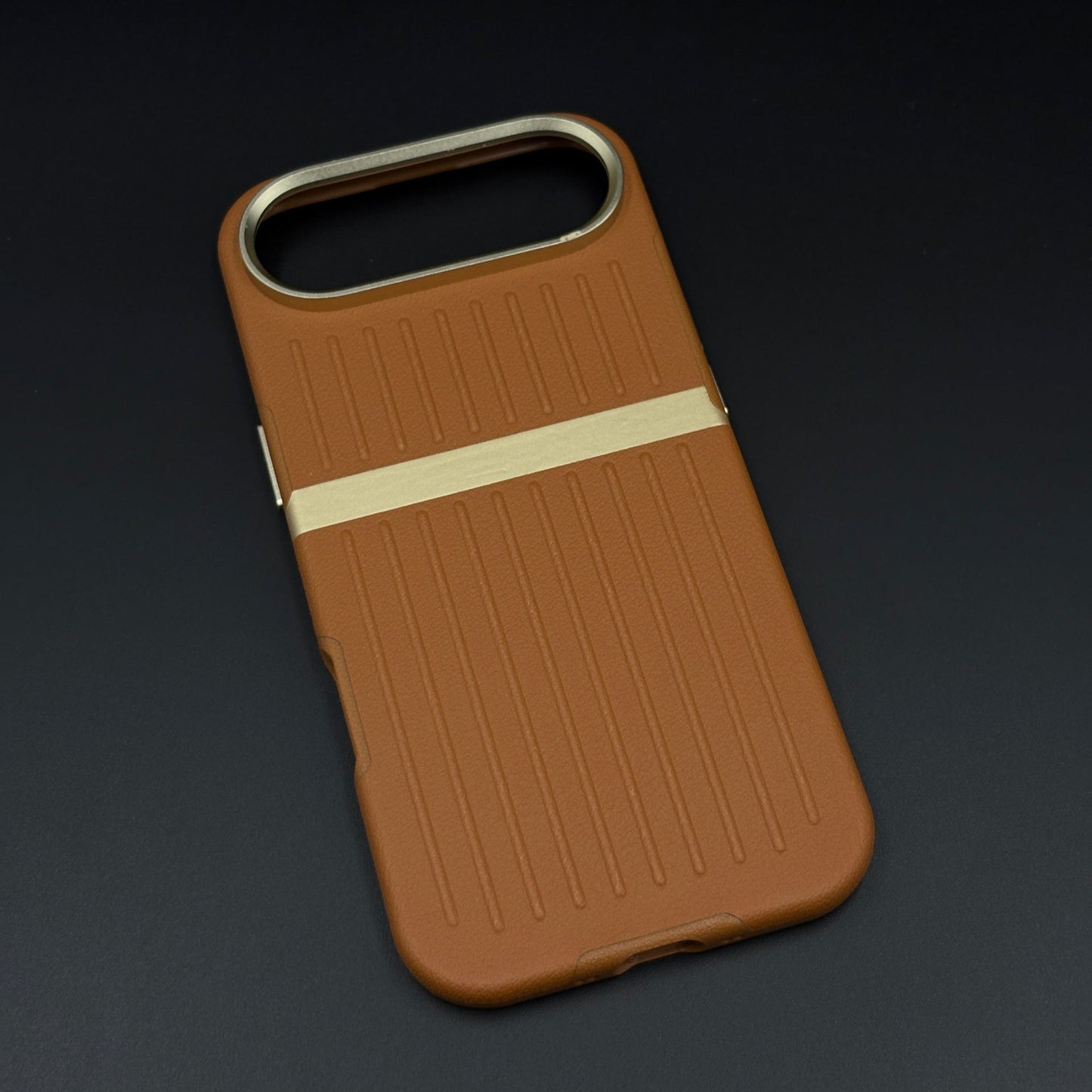 Striped Grip Hidden MagSafe Leather Case for iPhone 17 Air | Premium Camera Frame Back Cover