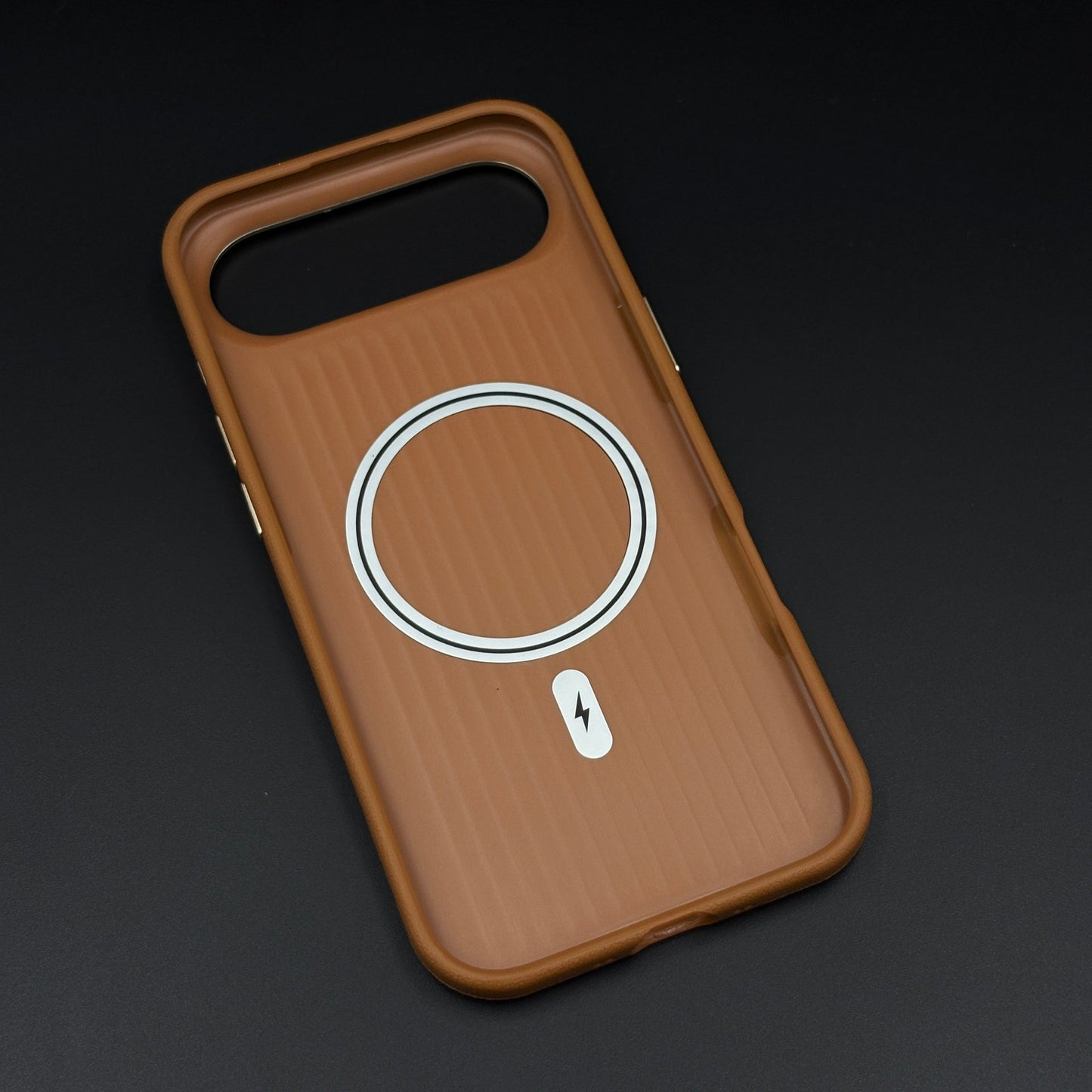Striped Grip Hidden MagSafe Leather Case for iPhone 17 Air | Premium Camera Frame Back Cover