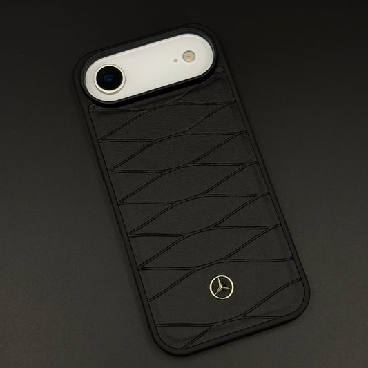 Luxury Sports Car Merc Logo Leather Case for iPhone 17 Air | Premium Pattern Back Cover
