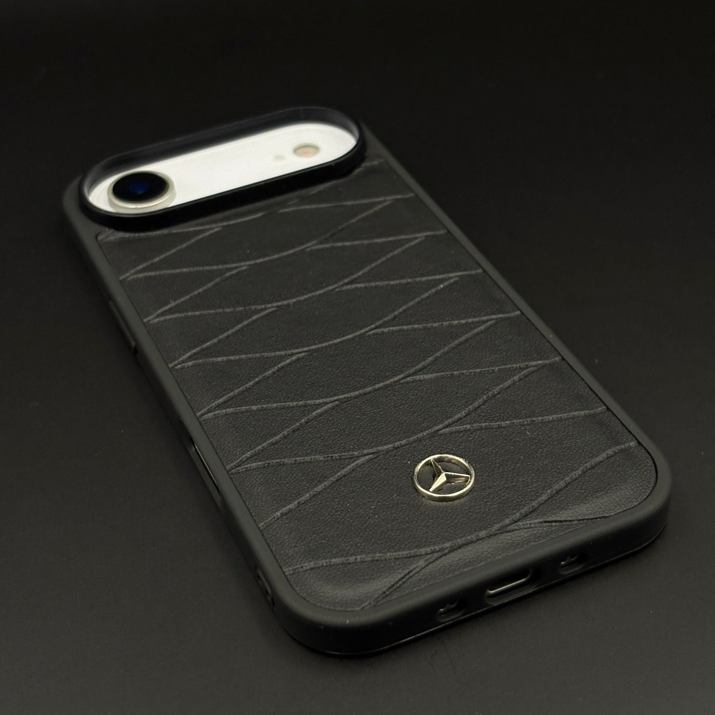 Luxury Sports Car Merc Logo Leather Case for iPhone 17 Air | Premium Pattern Back Cover