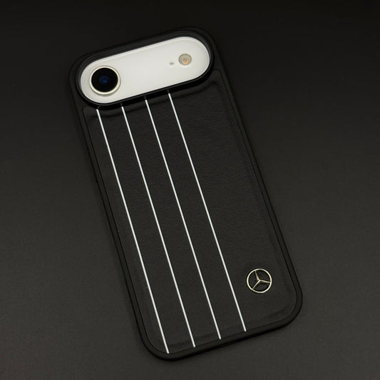 Luxury Triple Stripe Sports Car Merc Logo Leather Case for iPhone 17 Air | Slim Protective Back Cover
