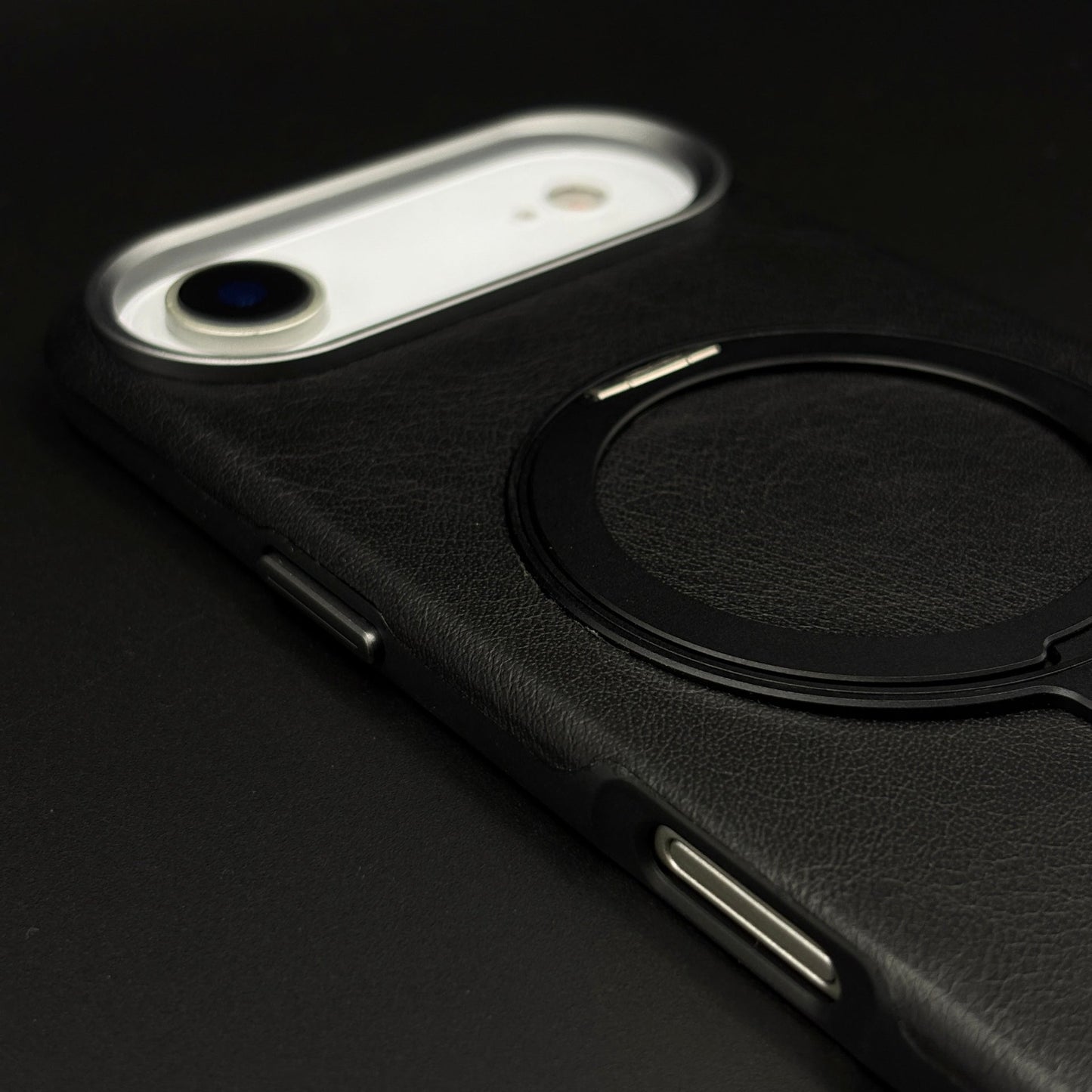 Leather MagSafe Ring Stand Case with Strap for iPhone 17 Air | Slim Grip Holder Cover
