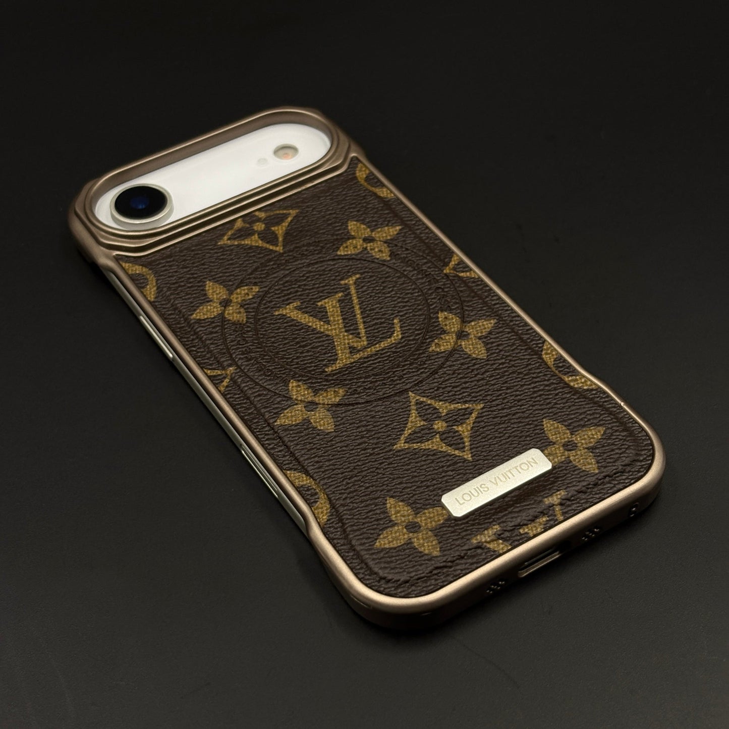 Luxury Branded Leather Fabric Mobile Case for iPhone 17 Air | Premium Brown Textured Leather | MagSafe Compatible