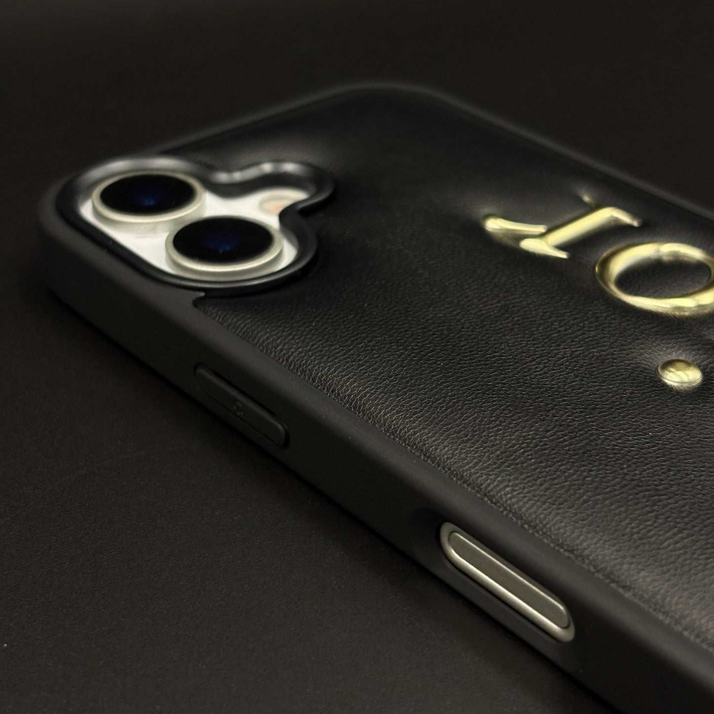 Gold Logo Embossed Puffer Mobile Case for iPhone 17 | Premium Black Designer Cushion | Embossed Logo