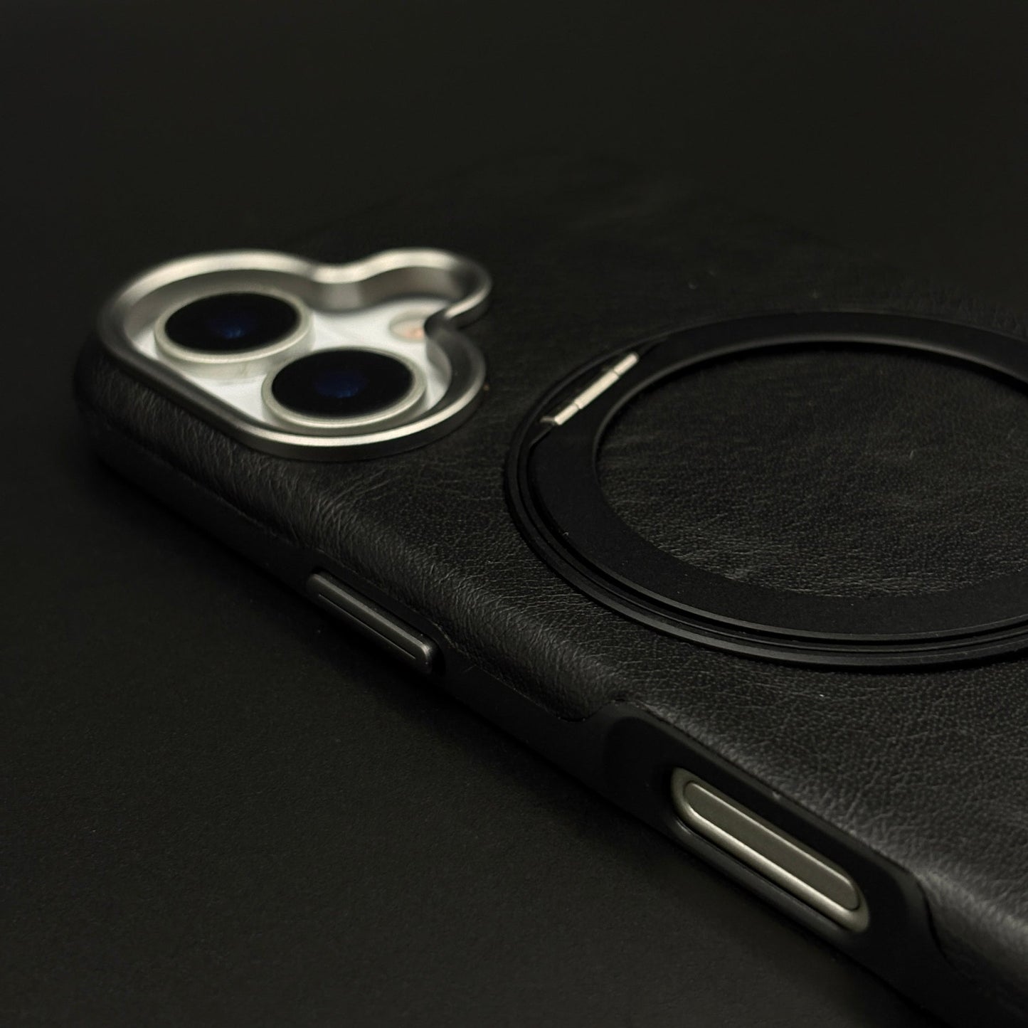 Leather MagSafe Ring Stand Case with Strap for iPhone 17 | Slim Grip Holder Cover