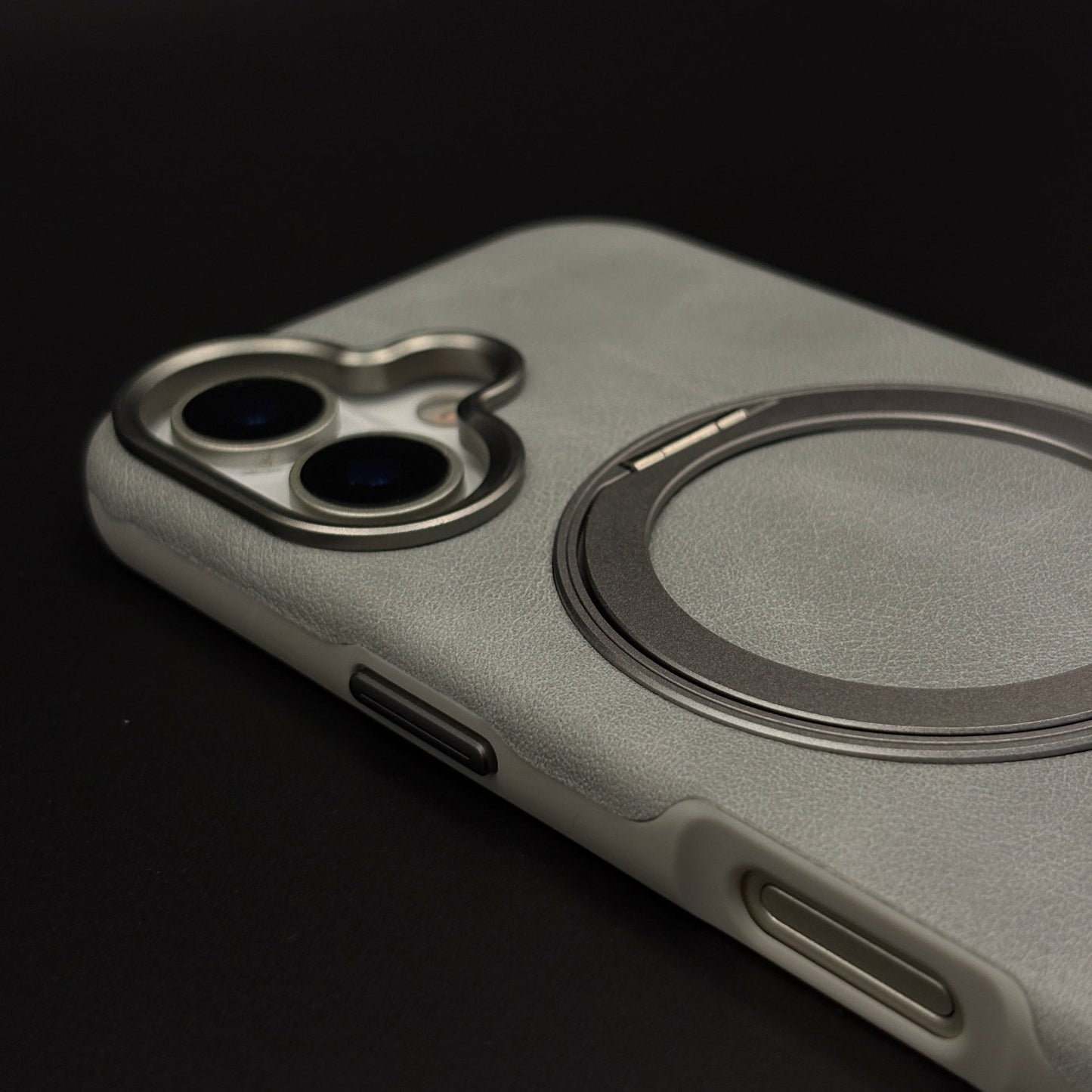 Leather MagSafe Ring Stand Case with Strap for iPhone 17 | Slim Grip Holder Cover