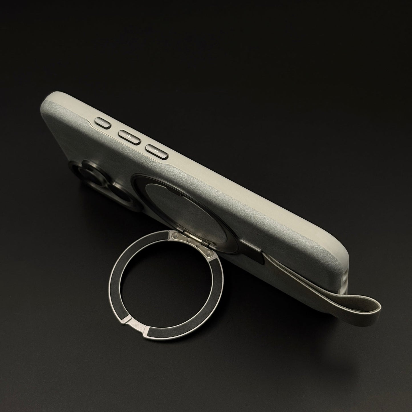 Leather MagSafe Ring Stand Case with Strap for iPhone 17 | Slim Grip Holder Cover
