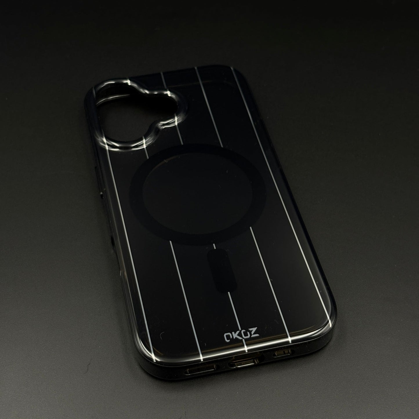Smokey MagSafe Transparent Mobile Case Cover for iPhone 17 | Anti‑Yellow Line Design Back