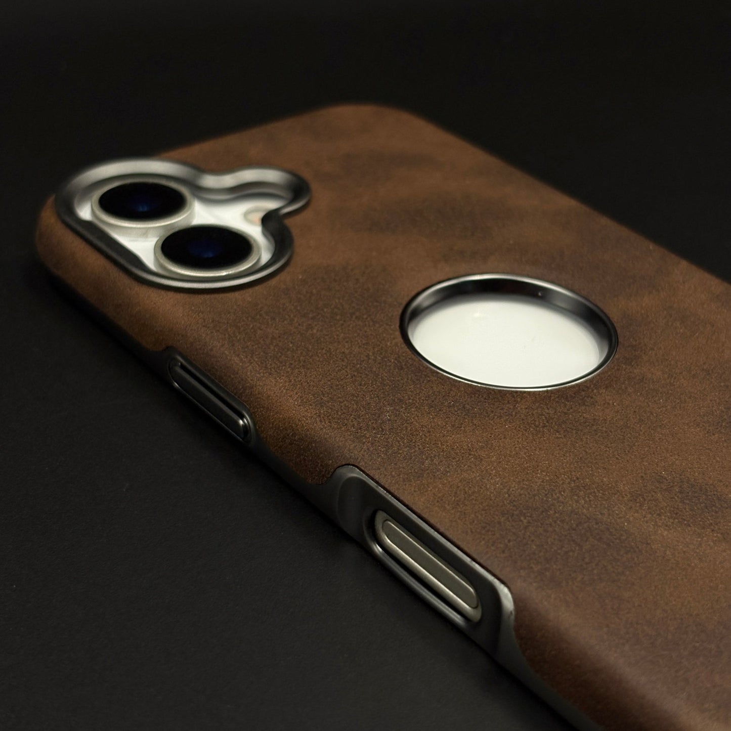 Logo Cut Hidden MagSafe Leather Mobile Case Cover for iPhone 17 | Exposed Apple Logo