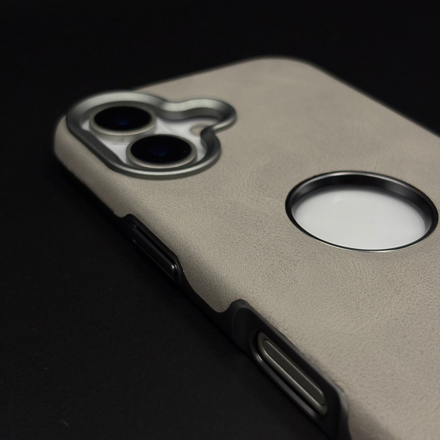 Logo Cut Hidden MagSafe Leather Mobile Case Cover for iPhone 17 | Exposed Apple Logo