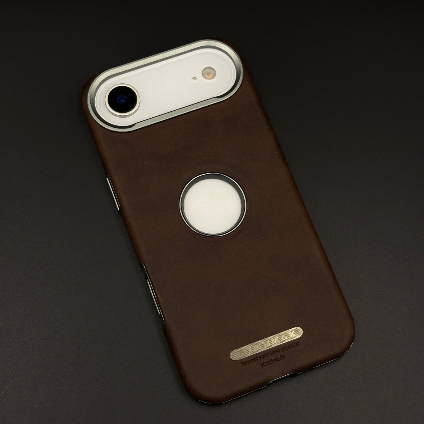 Logo Cut Hidden MagSafe Leather Mobile Case Cover for iPhone 17 Air | Exposed Apple Logo