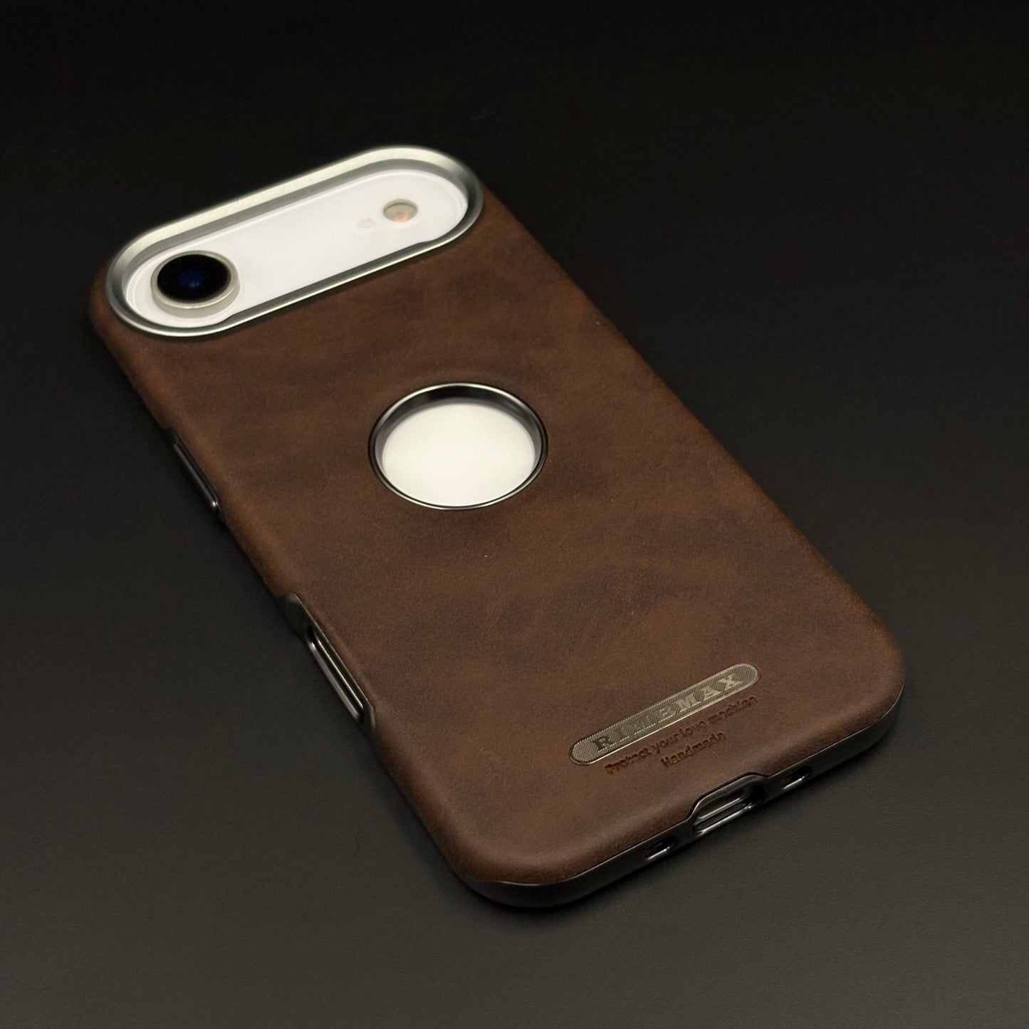 Logo Cut Hidden MagSafe Leather Mobile Case Cover for iPhone 17 Air | Exposed Apple Logo