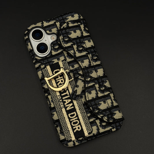 Luxury Monogram Cardholder Case with Charm for iPhone 17 | Designer CD Pattern Wallet Edition