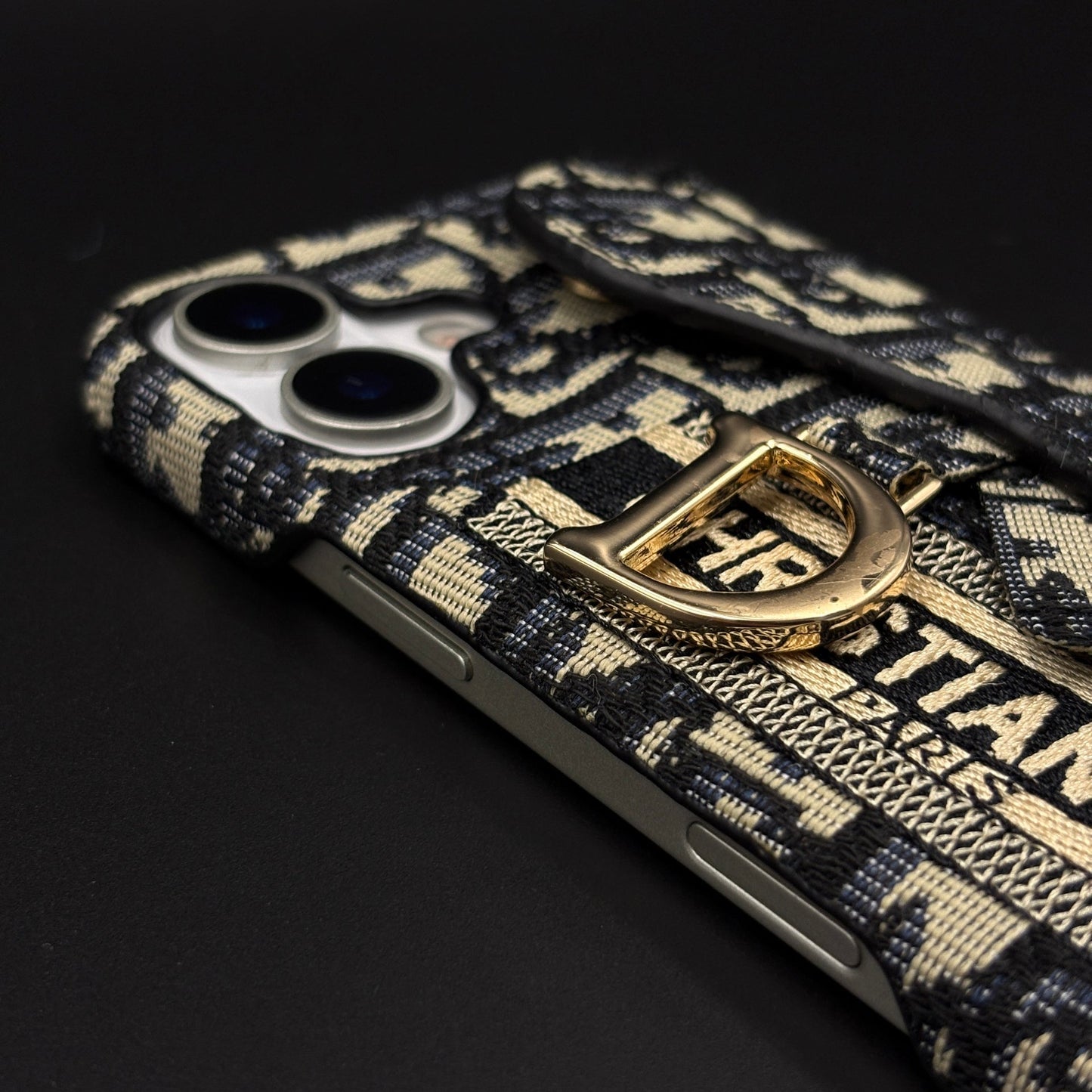 Luxury Monogram Cardholder Case with Charm for iPhone 17 | Designer CD Pattern Wallet Edition