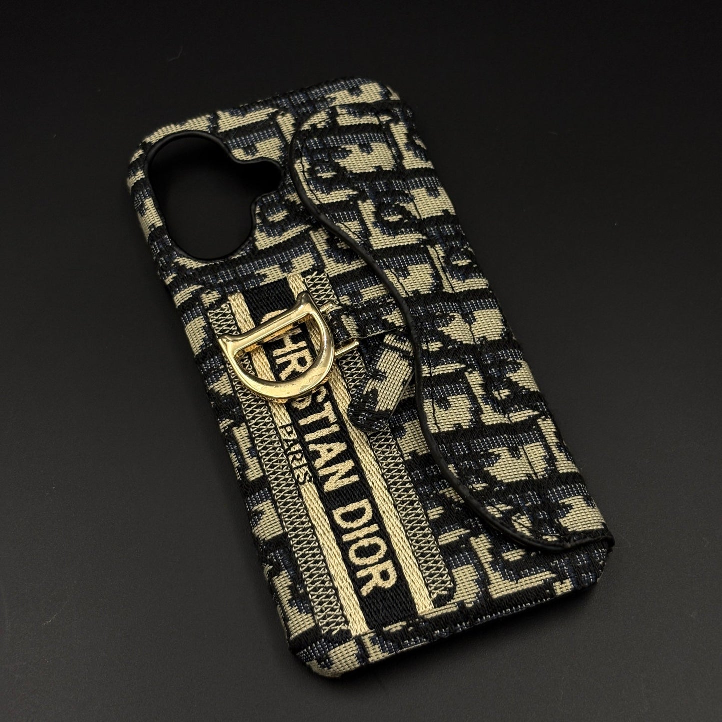 Luxury Monogram Cardholder Case with Charm for iPhone 17 | Designer CD Pattern Wallet Edition