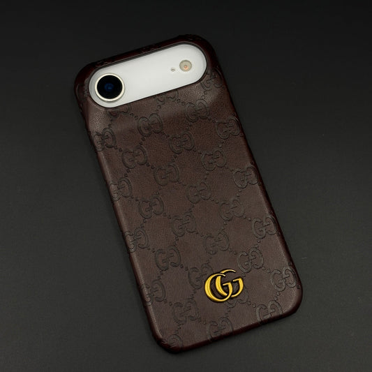 Luxury GG Monogram Leather Mobile Case Cover for iPhone 17 Air | Premium Embossed Monogram | Slim Fit