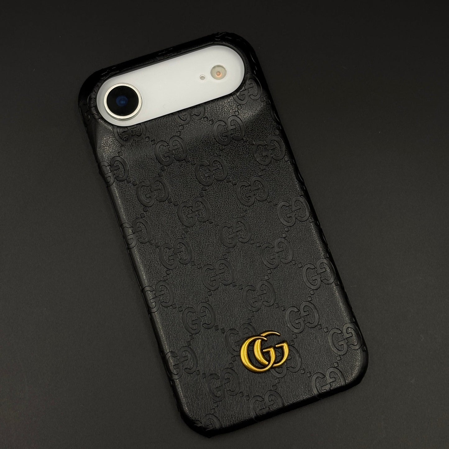 Luxury GG Monogram Leather Mobile Case Cover for iPhone 17 Air | Premium Embossed Monogram | Slim Fit