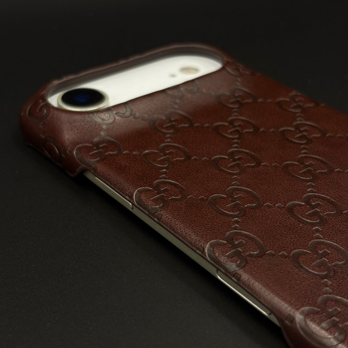 Luxury GG Monogram Leather Mobile Case Cover for iPhone 17 Air | Premium Embossed Monogram | Slim Fit