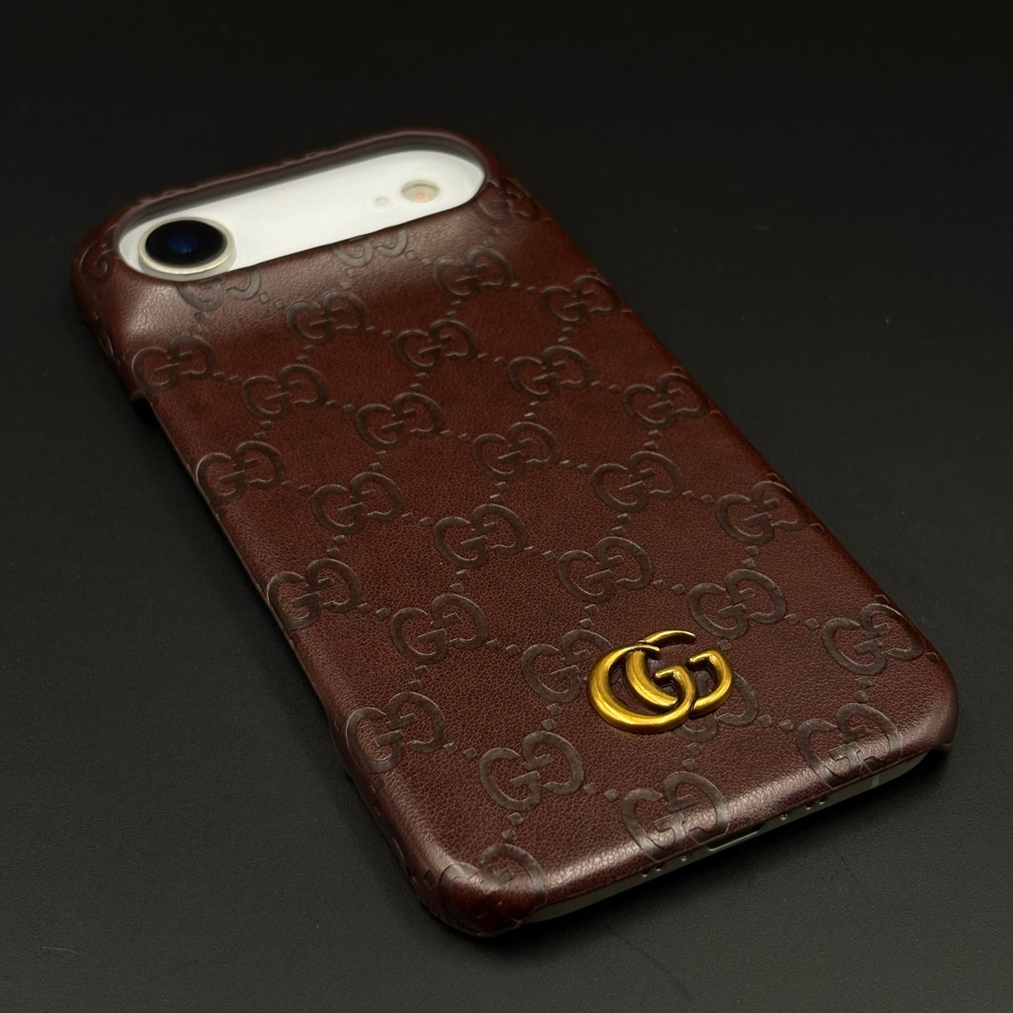 Luxury GG Monogram Leather Mobile Case Cover for iPhone 17 Air | Premium Embossed Monogram | Slim Fit