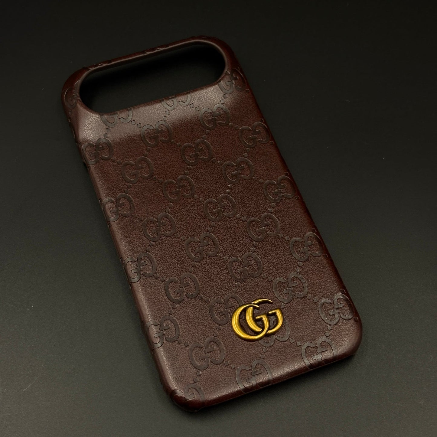 Luxury GG Monogram Leather Mobile Case Cover for iPhone 17 Air | Premium Embossed Monogram | Slim Fit