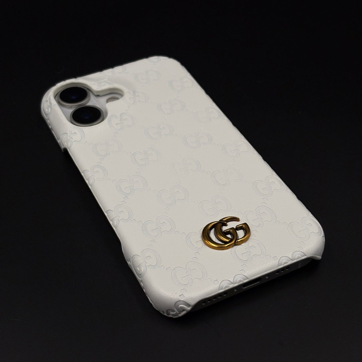 Luxury GG Monogram Leather Mobile Case Cover for iPhone 17 | Premium Embossed Monogram | Slim Fit