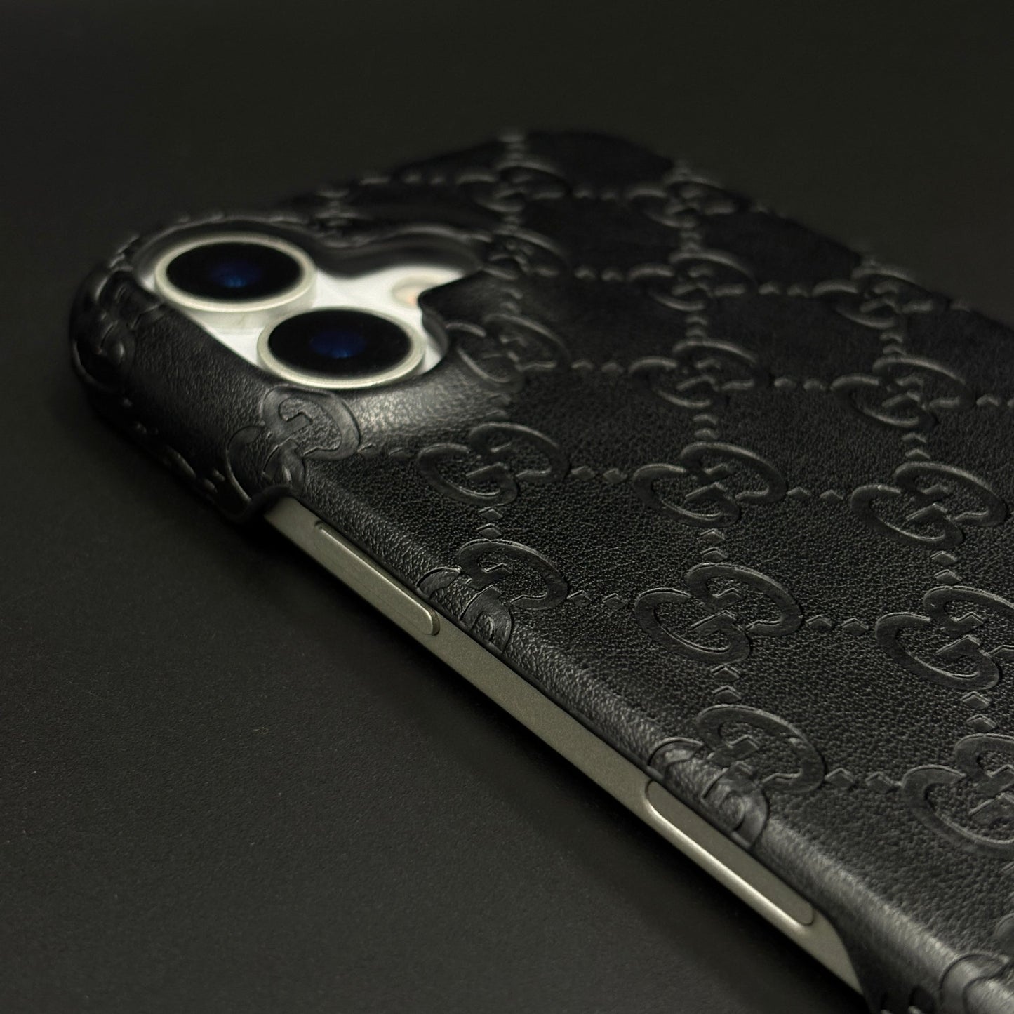 Luxury GG Monogram Leather Mobile Case Cover for iPhone 17 | Premium Embossed Monogram | Slim Fit