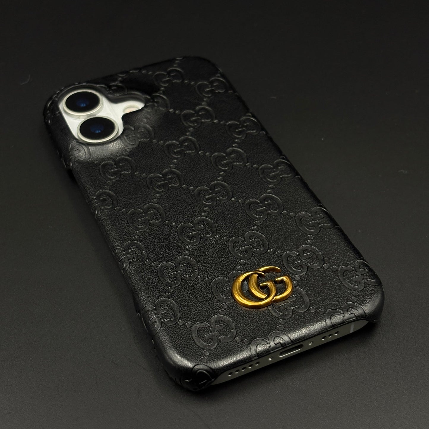 Luxury GG Monogram Leather Mobile Case Cover for iPhone 17 | Premium Embossed Monogram | Slim Fit