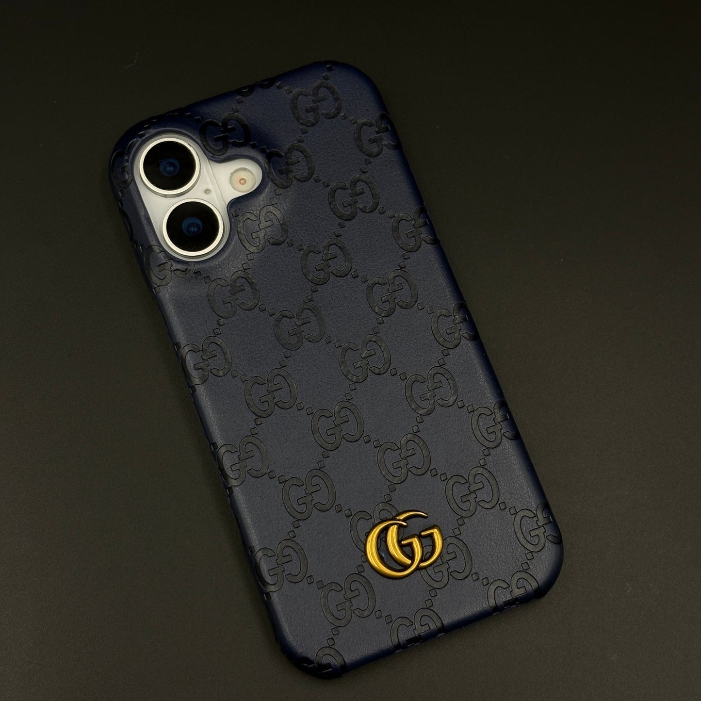 Luxury GG Monogram Leather Mobile Case Cover for iPhone 17 | Premium Embossed Monogram | Slim Fit