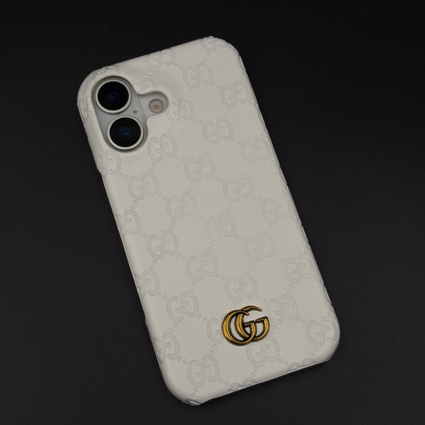 Luxury GG Monogram Leather Mobile Case Cover for iPhone 17 | Premium Embossed Monogram | Slim Fit