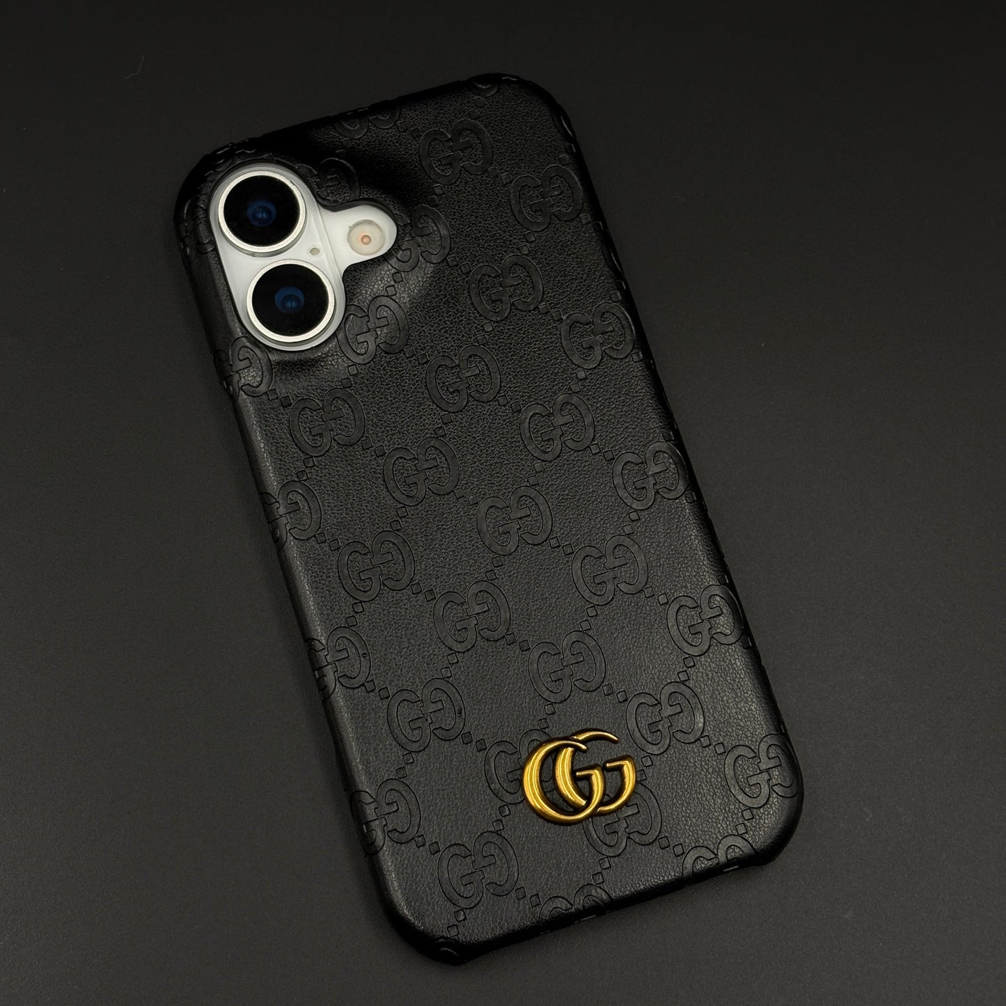 Luxury GG Monogram Leather Mobile Case Cover for iPhone 17 | Premium Embossed Monogram | Slim Fit