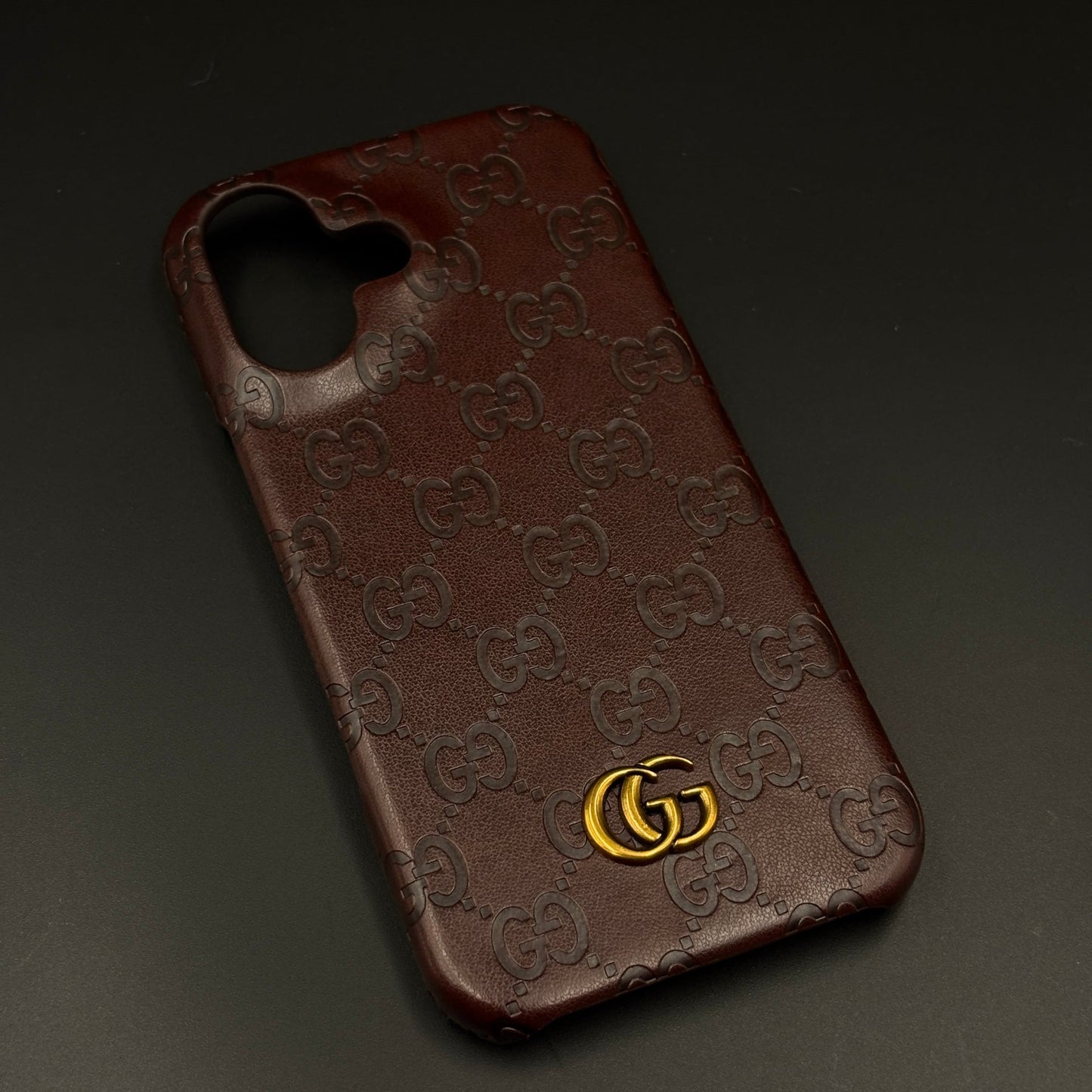 Luxury GG Monogram Leather Mobile Case Cover for iPhone 17 | Premium Embossed Monogram | Slim Fit