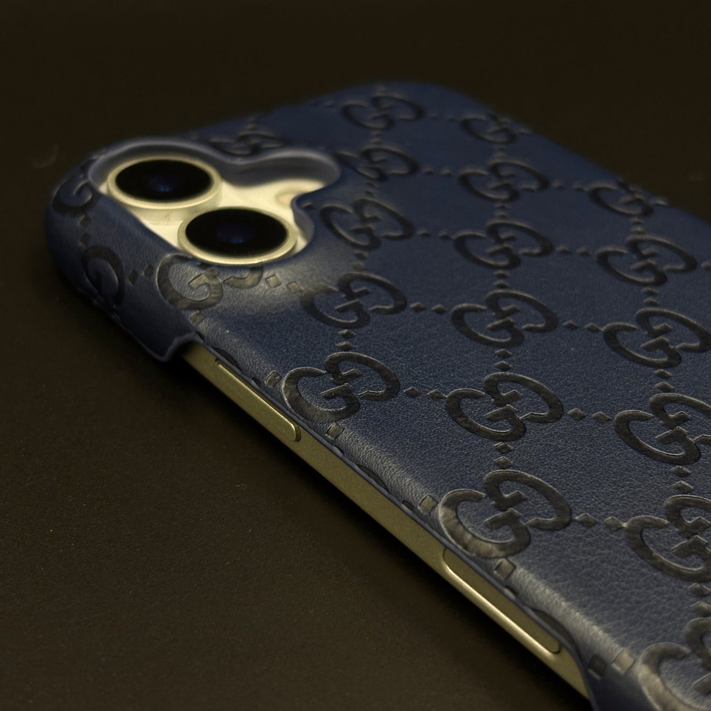 Luxury GG Monogram Leather Mobile Case Cover for iPhone 17 | Premium Embossed Monogram | Slim Fit