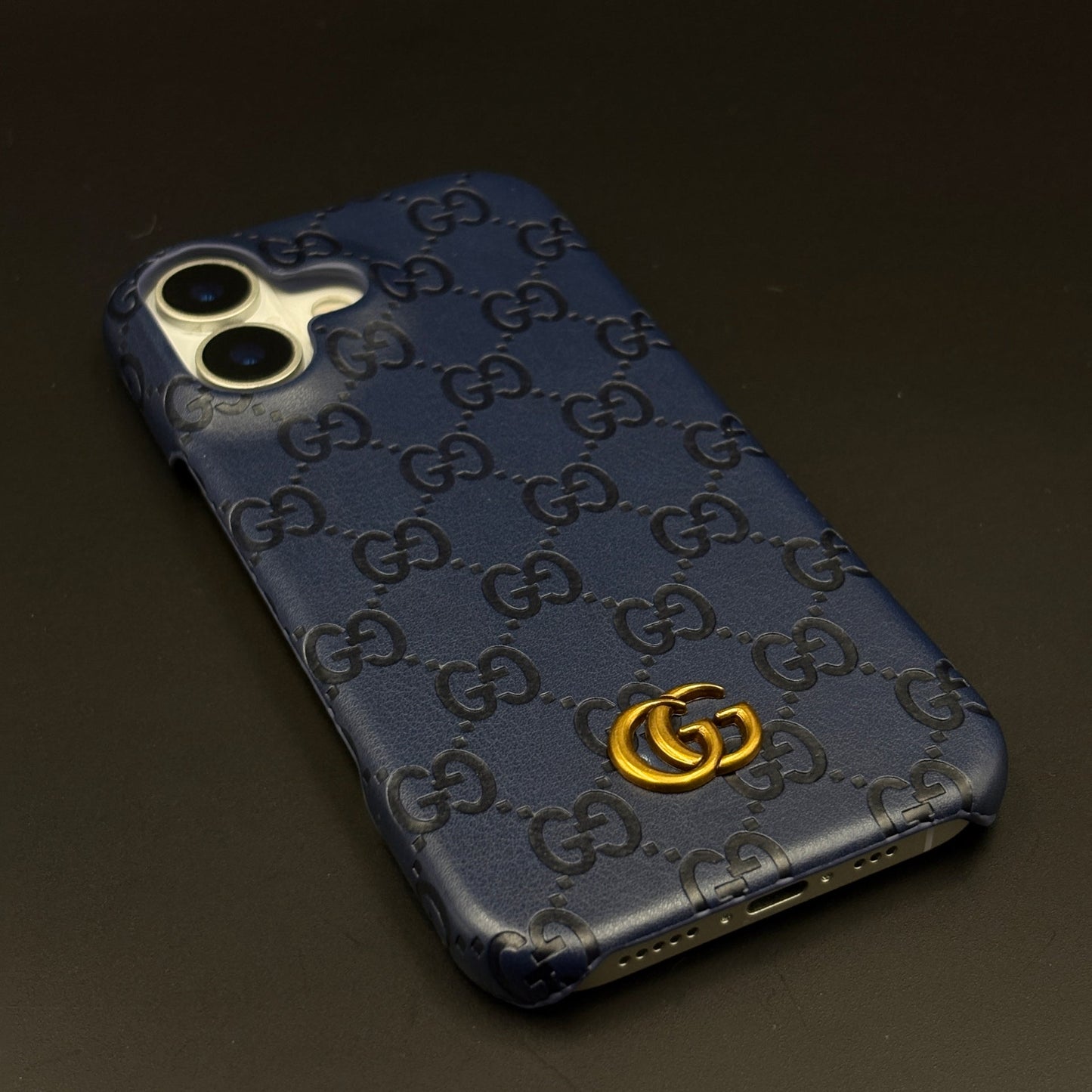 Luxury GG Monogram Leather Mobile Case Cover for iPhone 17 | Premium Embossed Monogram | Slim Fit