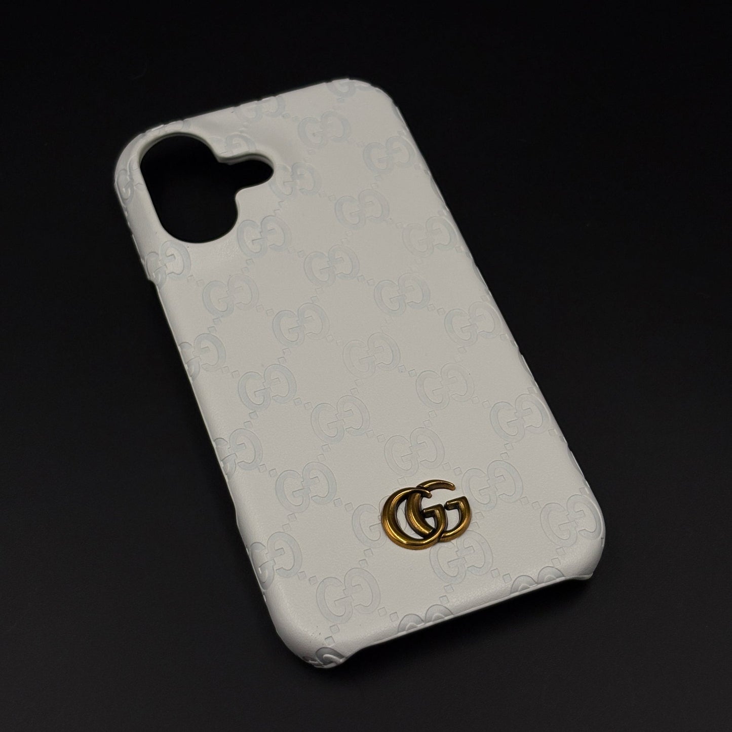 Luxury GG Monogram Leather Mobile Case Cover for iPhone 17 | Premium Embossed Monogram | Slim Fit